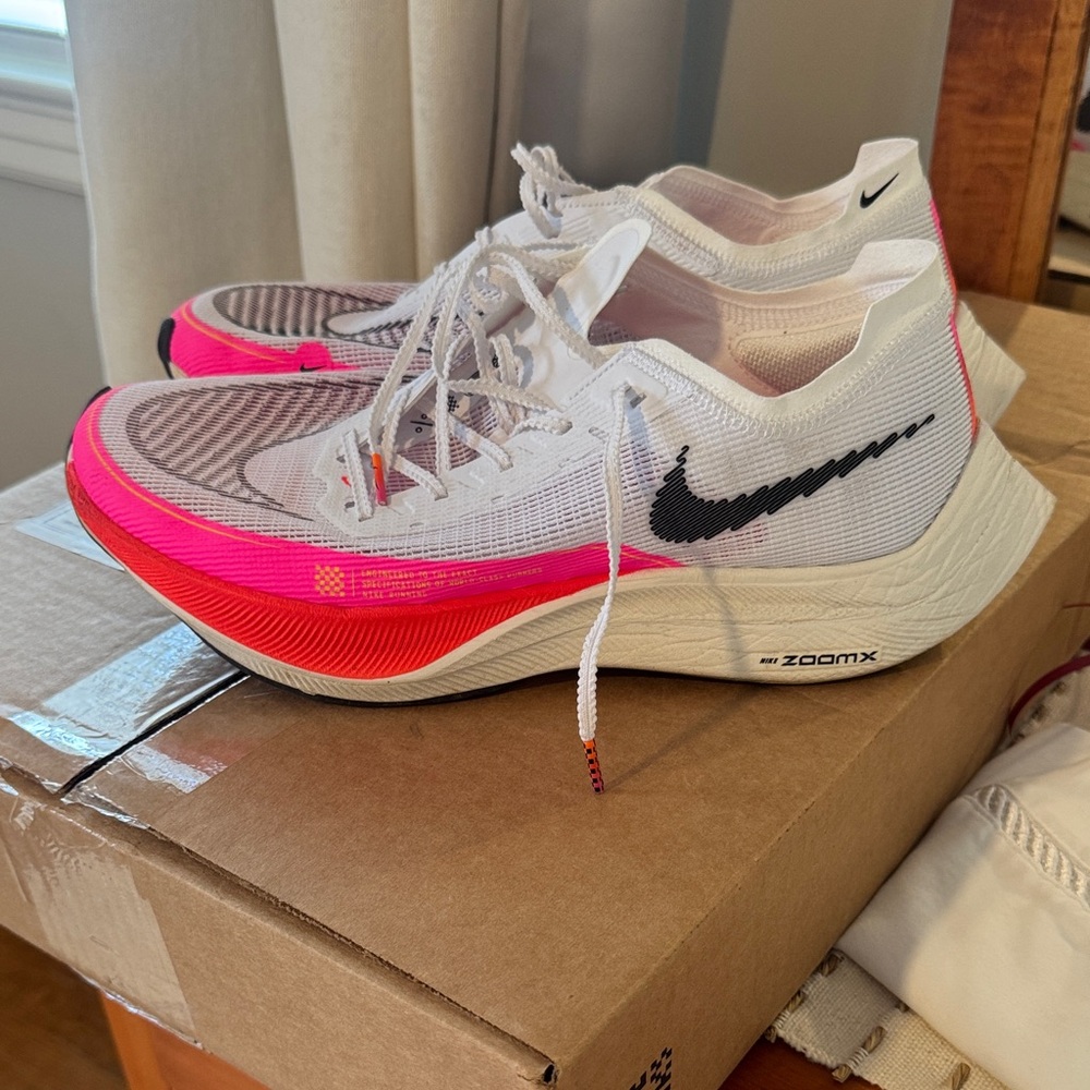 Nike Men’s ZoomX Vaporfly Running Shoes - White and Pink
